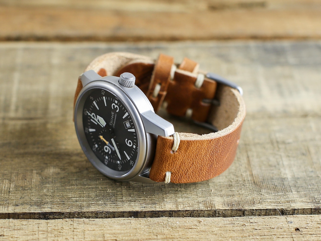 brown leather watch strap 19mm