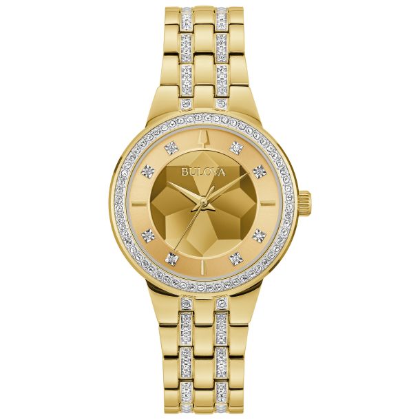 Bulova Crystal Watch for Women – Elegant Gold Timepiece for Every Occasion